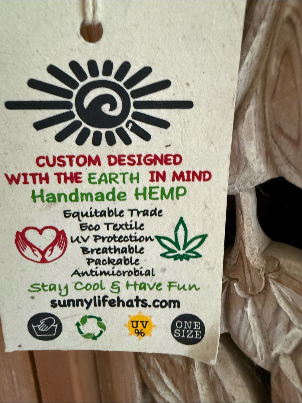 Olive Flower Hemp Hat - Picture 5 of 8